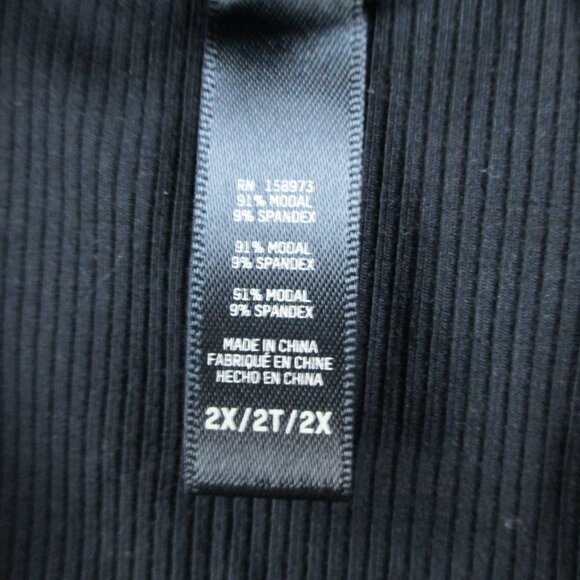 SKIMS Soft Lounge Rib Sleep Top Women 2X Onyx Black Button Up Stretch Loungewear - Picture 4 of 9